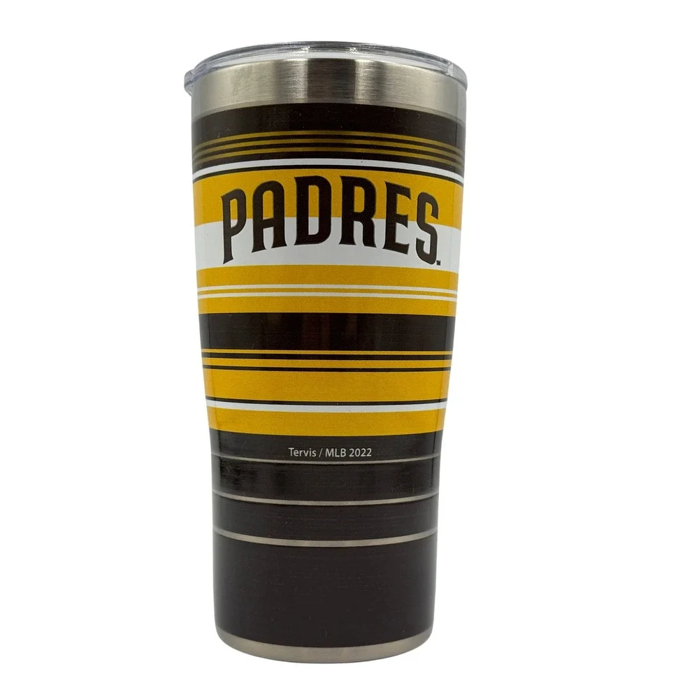 San Diego Padres Tervis Tumbler 20oz Brown Gold MLB Hype Stripes *NEW*